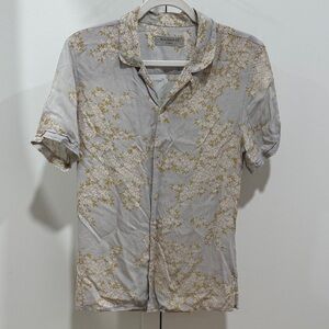 All Saints Light Gray and Gold Floral Men's Shirt